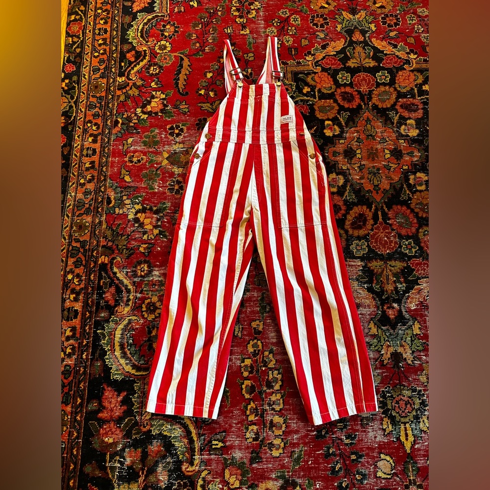 Big Bud Press cherry stripe overalls size Small